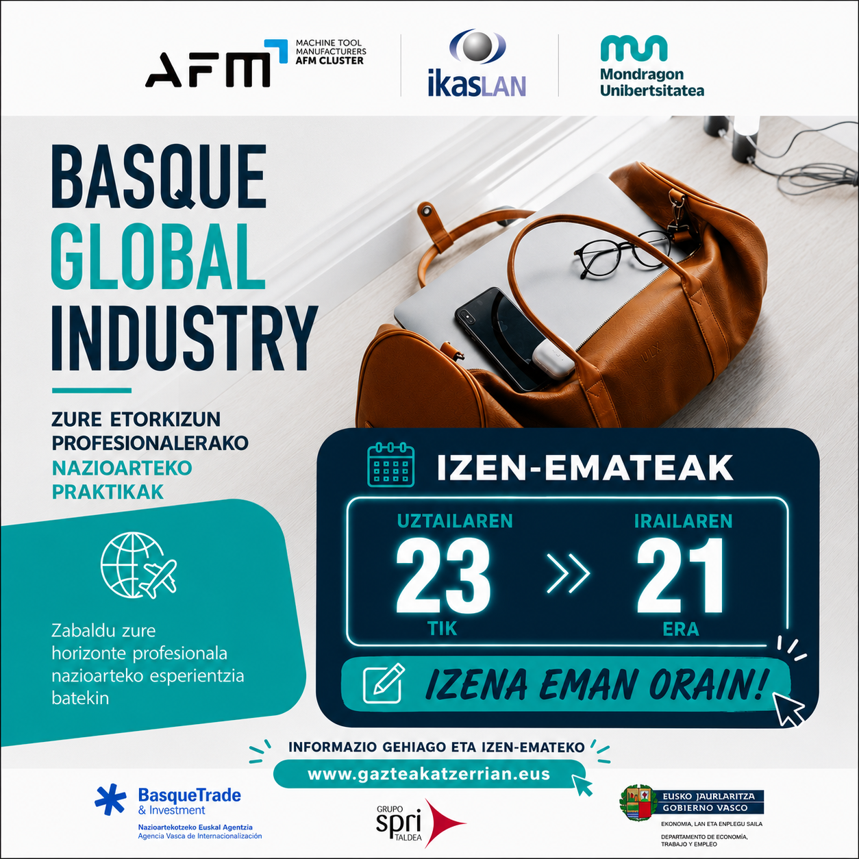 El periodo de inscripción del programa Becas Basque Global Industry 2026 estará abierto hasta el 21 de septiembre